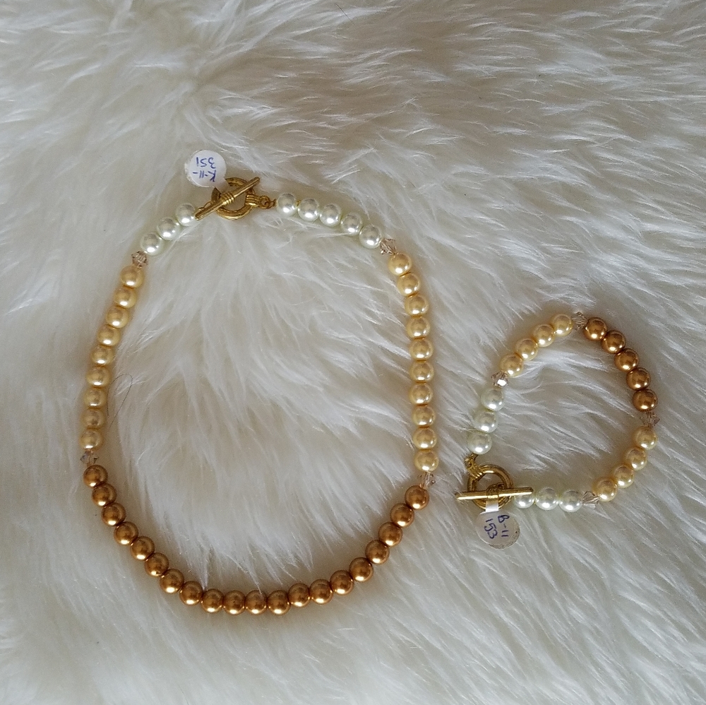 Swarovski Elements Metallic Bronze Faux Pearl Bracelet Handmade NWT - Picture 9 of 17